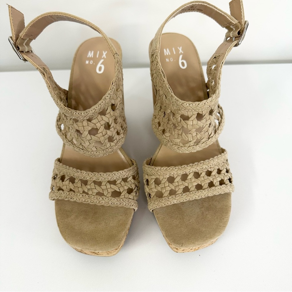 Mix No. 6 Wedge Heel Sandals Jesper Crochet Woven Cork Women’s Size 8.5M - Picture 2 of 11